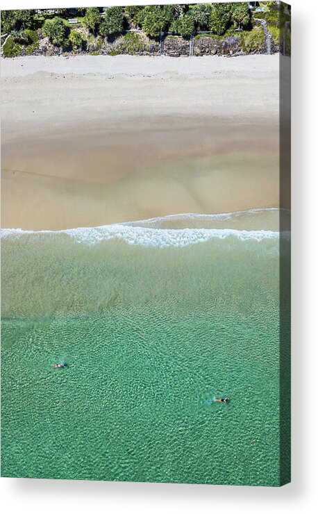 Byron Acrylic Print featuring the photograph Byron Bay Swimmers by Chris Cousins