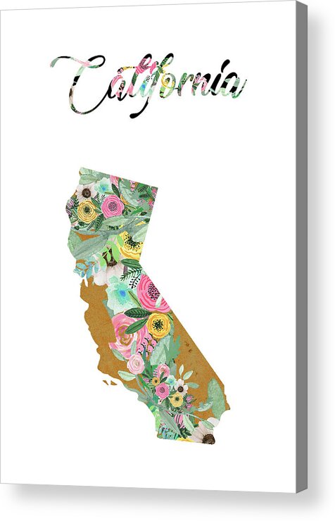California Collage Acrylic Print featuring the mixed media California by Claudia Schoen