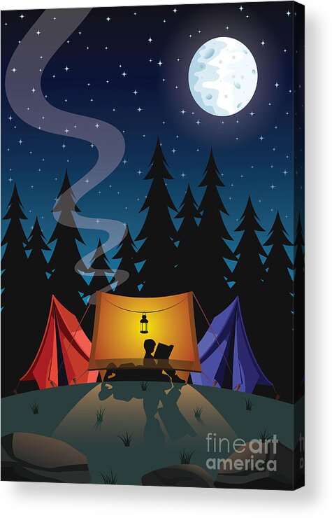 Illustrations Acrylic Print featuring the digital art Camping by Nikola Knezevic