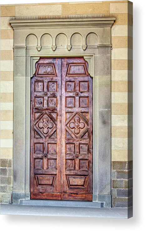 Medieval Acrylic Print featuring the photograph Carved Door of Cortona by David Letts