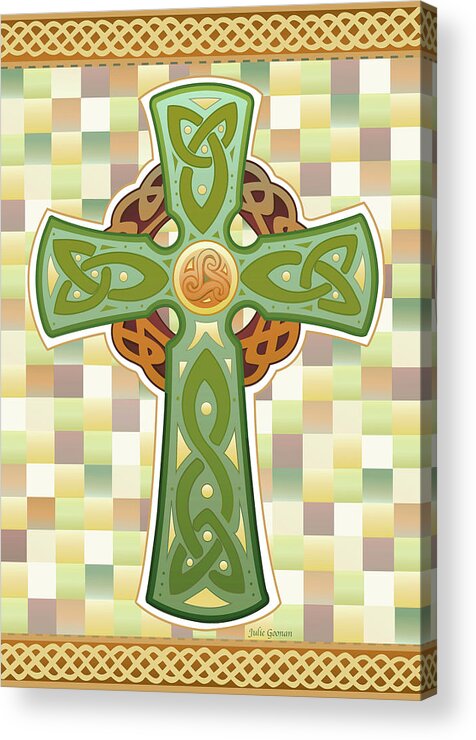 Stylized Cross 
Celtic Acrylic Print featuring the digital art Celtic Cross by Julie Goonan