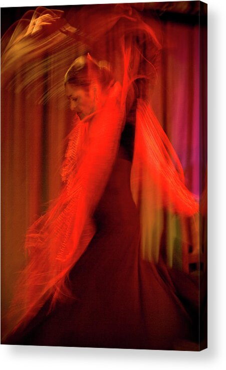 Spanish Flamenco Dance Songs Singing Costumes Despair Joy Pride Acrylic Print featuring the photograph Charo by Catherine Sobredo