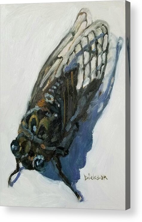 Cicada Nature Oil Painting Bugs Bug Insect Acrylic Print featuring the painting Cicada by Jeff Dickson