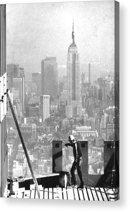Construction Industry Acrylic Print featuring the photograph Construction Of The World Trade Center by New York Daily News Archive