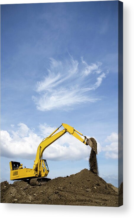 Hydraulic Platform Acrylic Print featuring the photograph Construction Work by Lordrunar