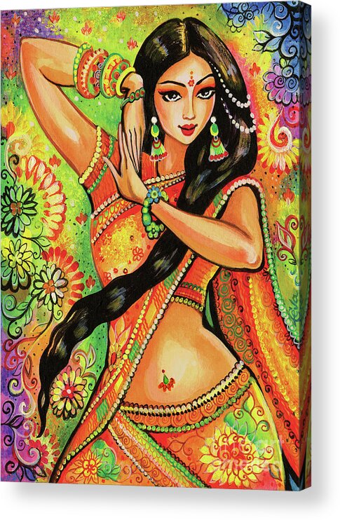 Indian Dancer Acrylic Print featuring the painting Dancing Nithya by Eva Campbell