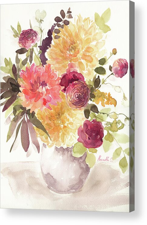 Delicate Flowers 1
 Acrylic Print featuring the mixed media Delicate Flowers 1 by Marietta Cohen Art And Design