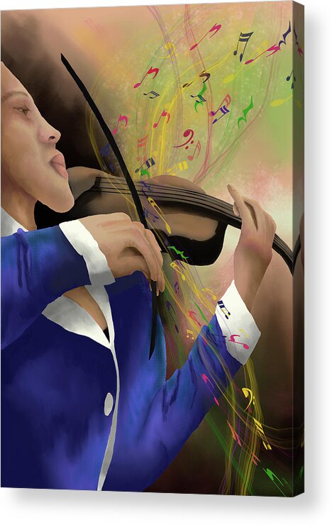 Violin Acrylic Print featuring the digital art Dusting off the Violin by April Burton