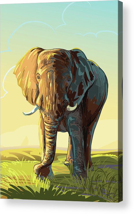 Dawn Acrylic Print featuring the digital art Elephant by Leocrafts
