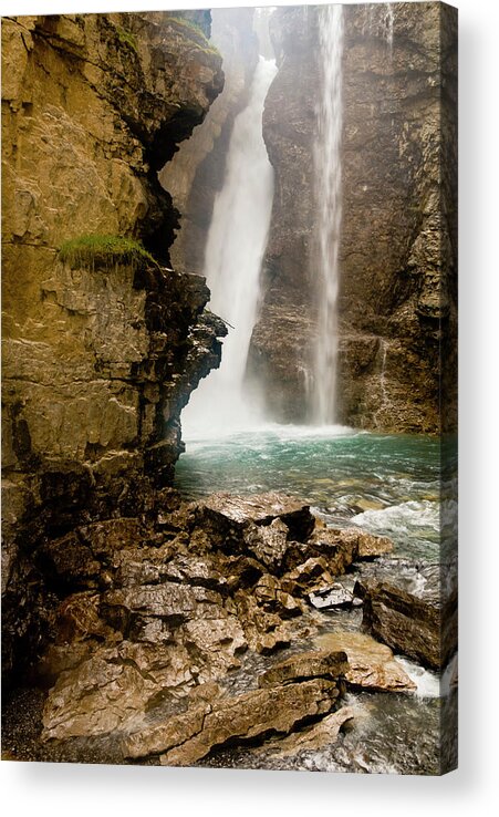 Bedrock Acrylic Print featuring the photograph Falls At Johnston Canyon by Northforklight
