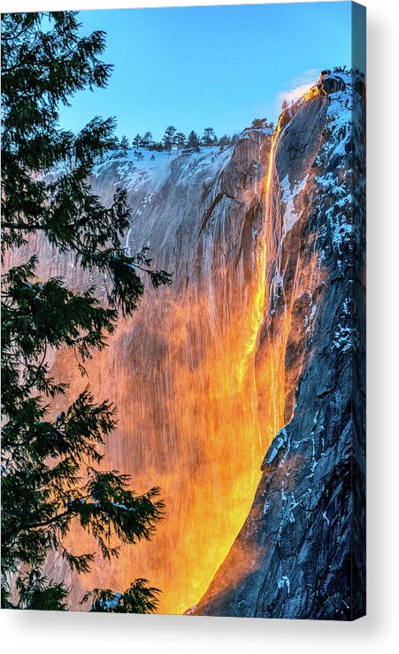 Yosemite Acrylic Print featuring the photograph Firefall on El Capitan by Kenneth Everett