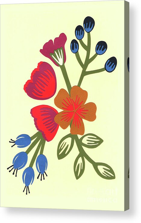 Tulip Acrylic Print featuring the mixed media Flora, cut paper by Isobel Barber