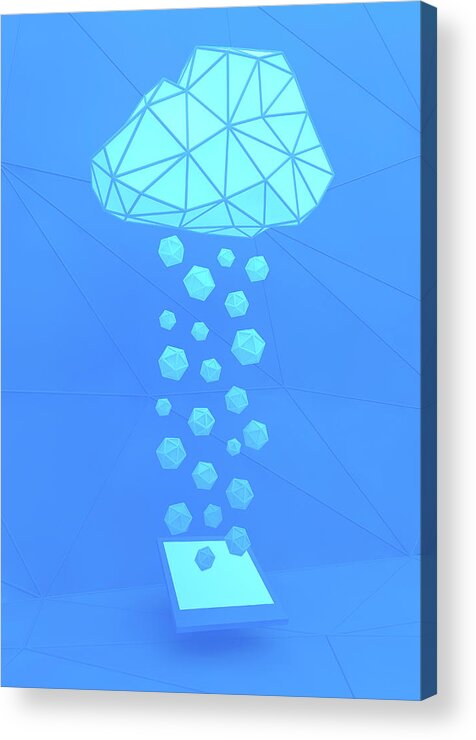 3 D Acrylic Print featuring the photograph Geometric Clouds Above Digital Tablet by Ikon Images