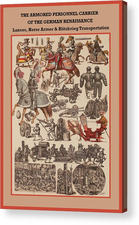 Germany Acrylic Print featuring the painting German renaissance lances, horse armor & blitzkrieg transportation by Friedrich Hottenroth