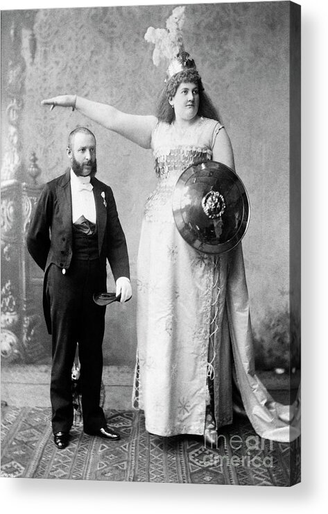 People Acrylic Print featuring the photograph Giant Lady Dressed Up As Brunhilde by Bettmann
