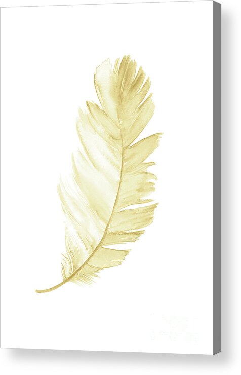 Gold feathers watercolor painting Art Print by Joanna Szmerdt - Fine Art  America