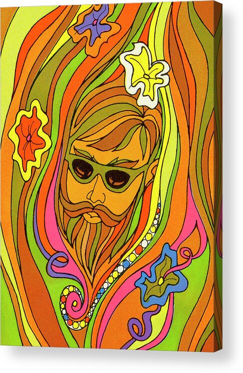 Abstract Acrylic Print featuring the drawing Groovy Guy by CSA Images
