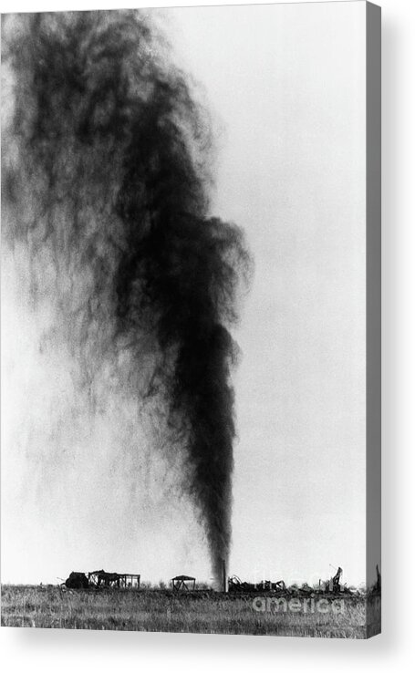 Social Issues Acrylic Print featuring the photograph Gushing Oil Well After Gas Explosion by Bettmann