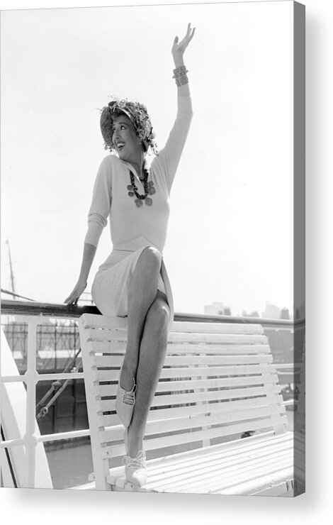 1950-1959 Acrylic Print featuring the photograph Gypsy Rose Lee Sets Sail Aboard The by New York Daily News Archive