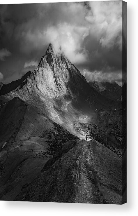 Banff Acrylic Print featuring the photograph Hiker On Birdwood by Yongnan Li