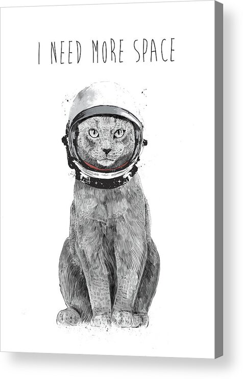 Cat Acrylic Print featuring the drawing I need more space by Balazs Solti