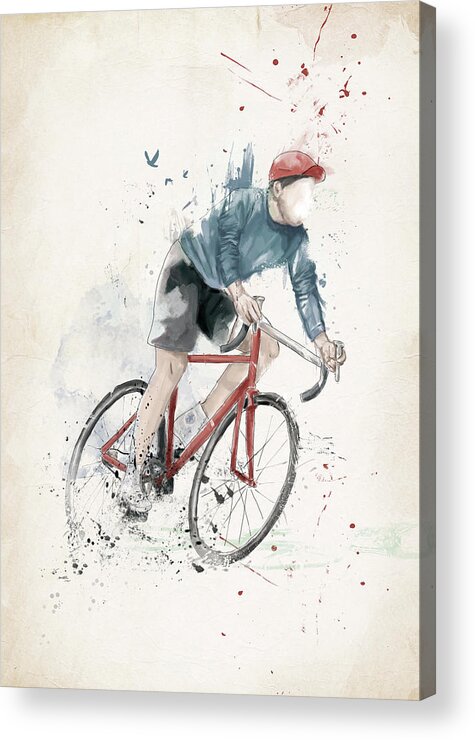 Bike Acrylic Print featuring the mixed media I want to ride my bicycle by Balazs Solti