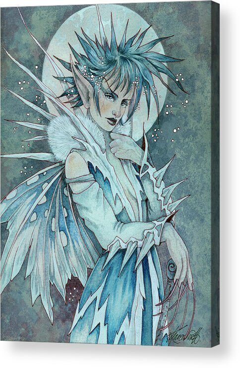 Icicle Fae Acrylic Print featuring the painting Icicle Fae by Linda Ravenscroft