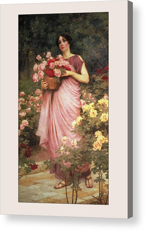 Flowers Acrylic Print featuring the painting In a Garden of Roses by Richard Willes Maddox