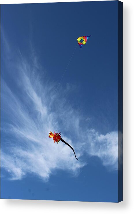Kites Acrylic Print featuring the photograph Kites and Clouds by FD Graham