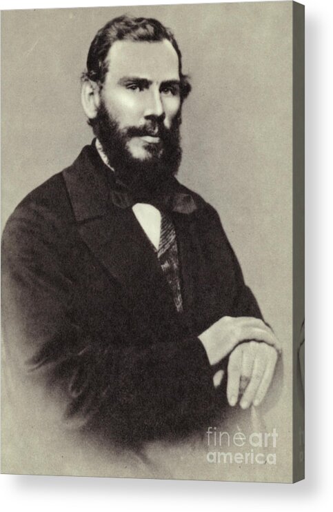 Postcard Acrylic Print featuring the photograph L N Tolstoi, Moscow, 1862 by Russian Photographer