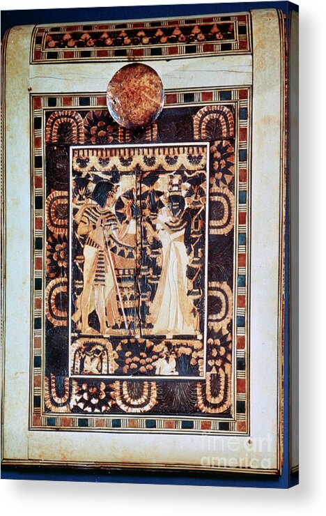 Child Acrylic Print featuring the drawing Lid Of A Coffer Showing Tutankhamun by Print Collector