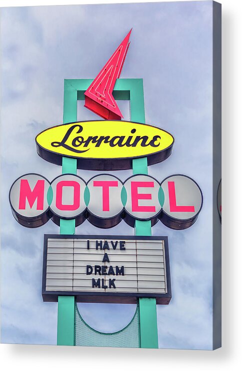 Memphis Acrylic Print featuring the photograph Lorraine Motel Sign by Susan Rissi Tregoning