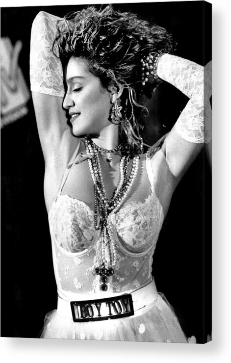 Madonna - Singer Acrylic Print featuring the photograph Madonna During A Performance At Mtv by New York Daily News Archive