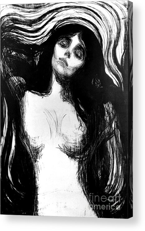 Madonna, lithograph by Edvard dedicated Dr Bucher Acrylic Print by Munch - Fine Art America