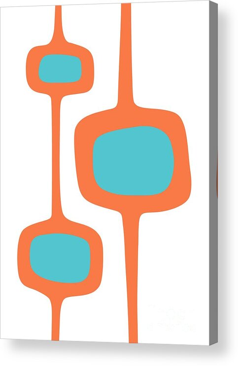  Acrylic Print featuring the digital art Mod Pod Three in Turquoise and Orange by Donna Mibus