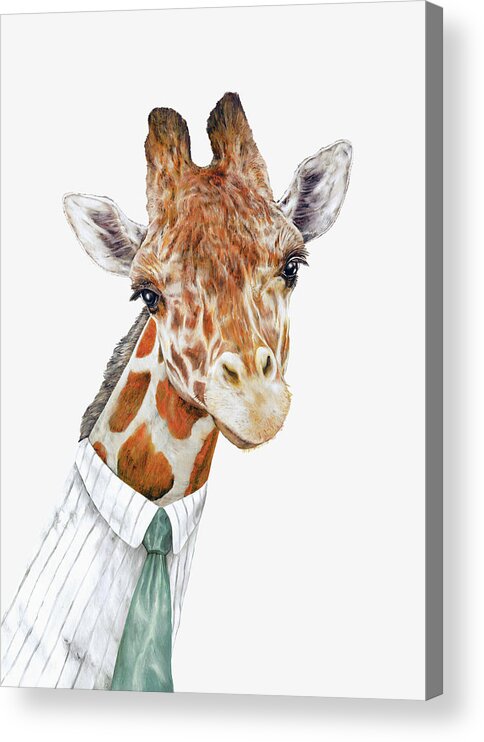 Giraffe Acrylic Print featuring the painting Mr Giraffe by Animal Crew