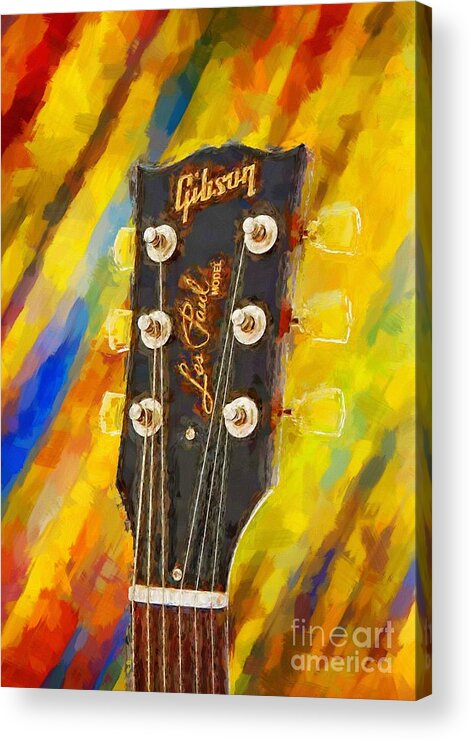 Abstract Acrylic Print featuring the painting Music - Gibson Les Paul by Stefano Senise