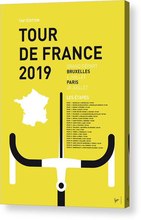 2019 Acrylic Print featuring the digital art My Tour De France Minimal Poster 2019 by Chungkong Art