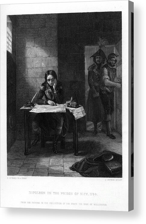 Engraving Acrylic Print featuring the drawing Napoleon In Prison At Nice, France by Print Collector
