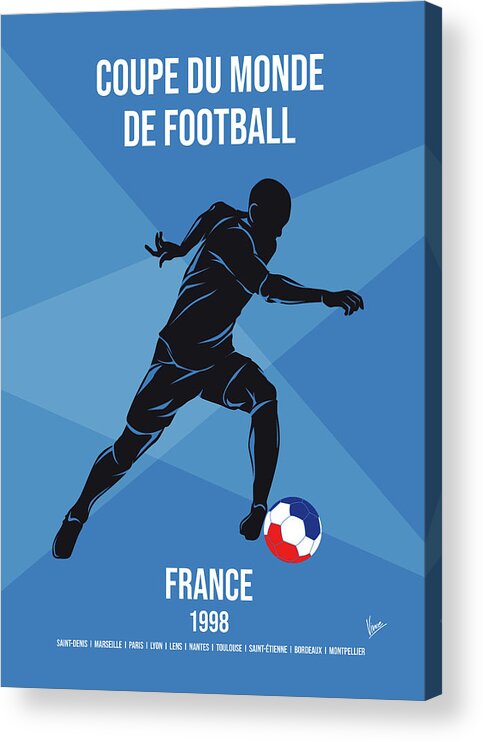 World Acrylic Print featuring the digital art No16 My 1998 France Soccer World Cup poster by Chungkong Art