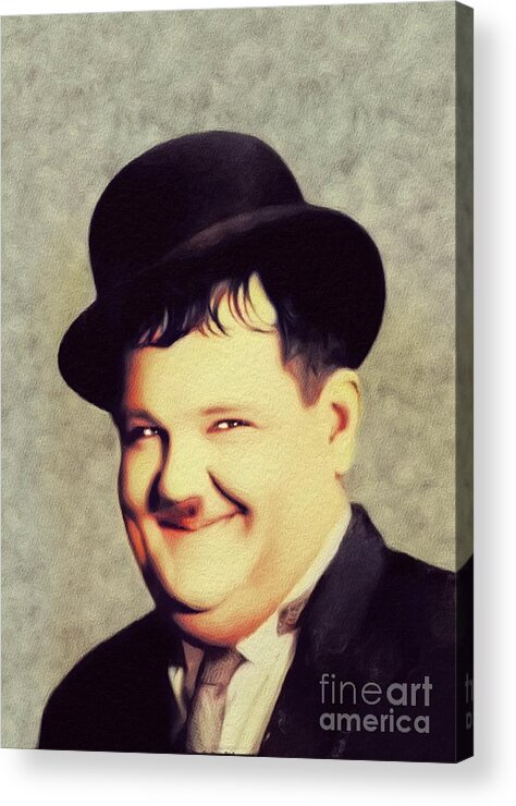 Oliver Acrylic Print featuring the painting Oliver Hardy, Hollywood Legend by Esoterica Art Agency