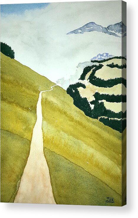 Watercolor Acrylic Print featuring the painting Path of Lore by John Klobucher