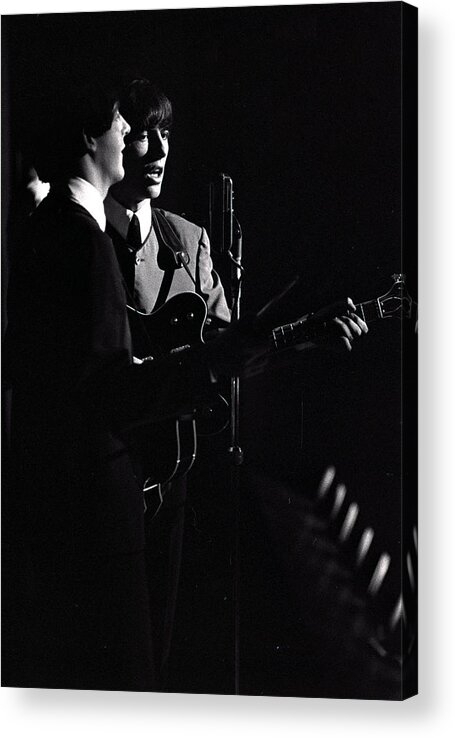 Paul Mccartney Acrylic Print featuring the photograph Paul Mccartney And George Harrison Of by Popperfoto