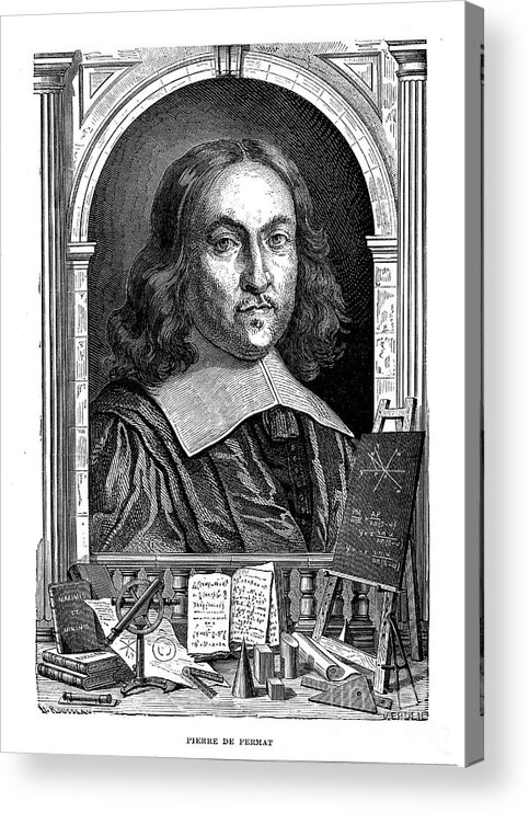 Engraving Acrylic Print featuring the drawing Pierre De Fermat, 17th Century French by Print Collector