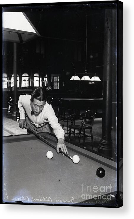 People Acrylic Print featuring the photograph Pool Player About To Take Shot by Bettmann