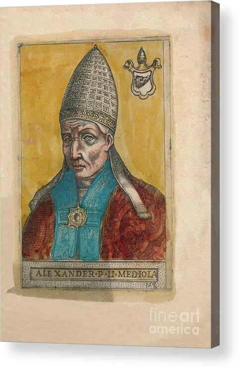 Engraving Acrylic Print featuring the drawing Pope Alexander II Creator Unknown by Print Collector