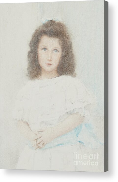 Portrait Acrylic Print featuring the pastel Portrait of a Renee Lambert de Rothschild, daughter of the founder of the Lambert bank, 1907 by Fernand Khnopff