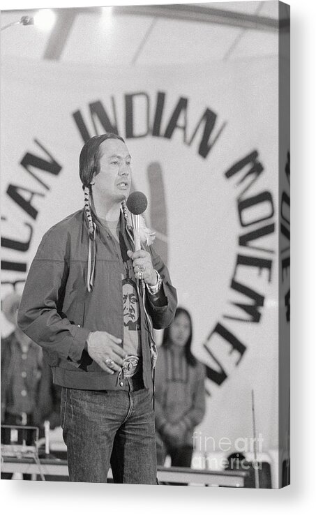 People Acrylic Print featuring the photograph Portrait Of Aim Leader Russell Means by Bettmann