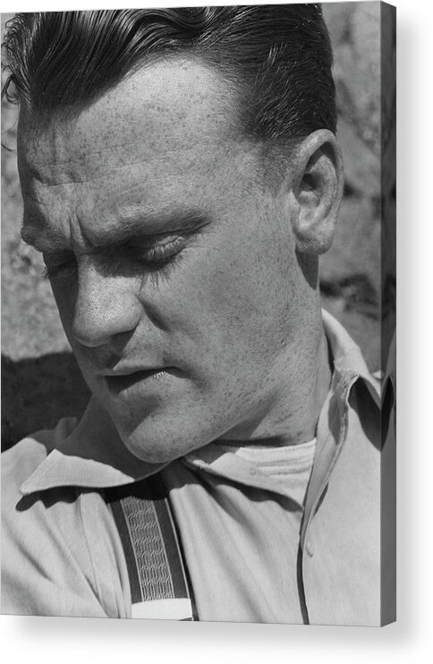 #new2022 Acrylic Print featuring the photograph Portrait Of James Cagney With His Eyes Closed by Imogen Cunningham