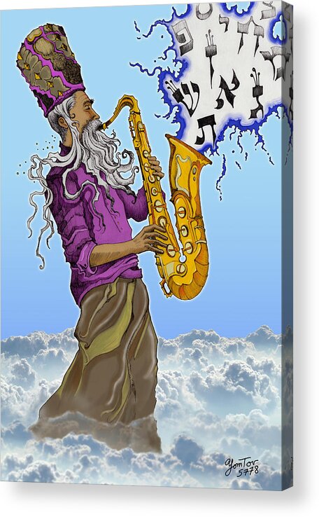 Sax Acrylic Print featuring the painting Pre-Doppler by Yom Tov Blumenthal